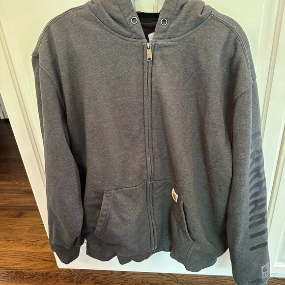 Carhartt Men's Rain Defender Loose Fit Full-zip Sweatshirt Charcoal Gray Large - Picture 1 of 6